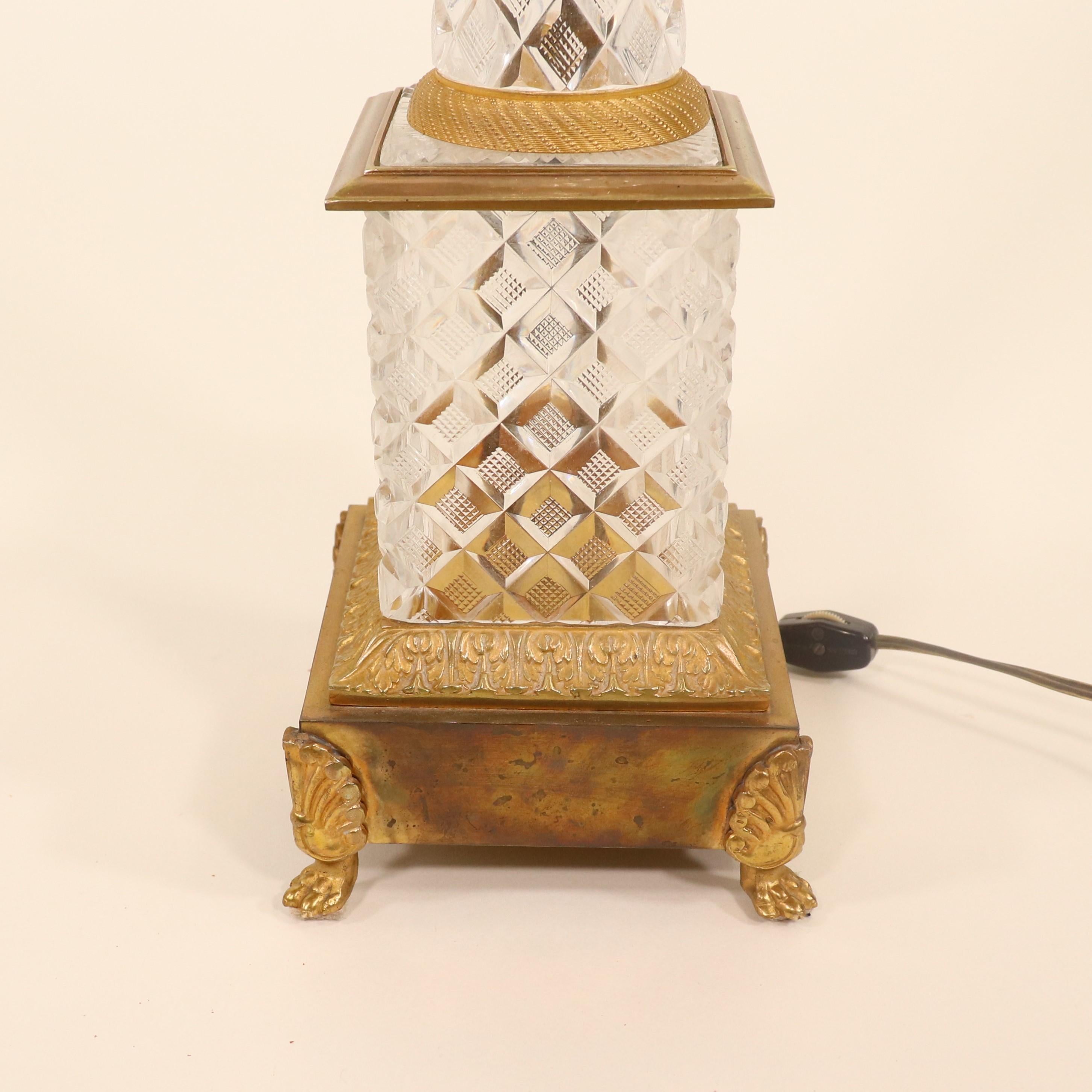 Mid-20th Century Empire Style Austrian Crystal and Gilt Bronze Table Lamp 5