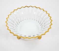 Mid 20th Century Empire Style Porcelain / Gilt Decorative Compote Basket Bowl