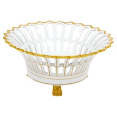 Bol à compote décoratif en porcelaine / dorée de style Empire du milieu du 20e siècle