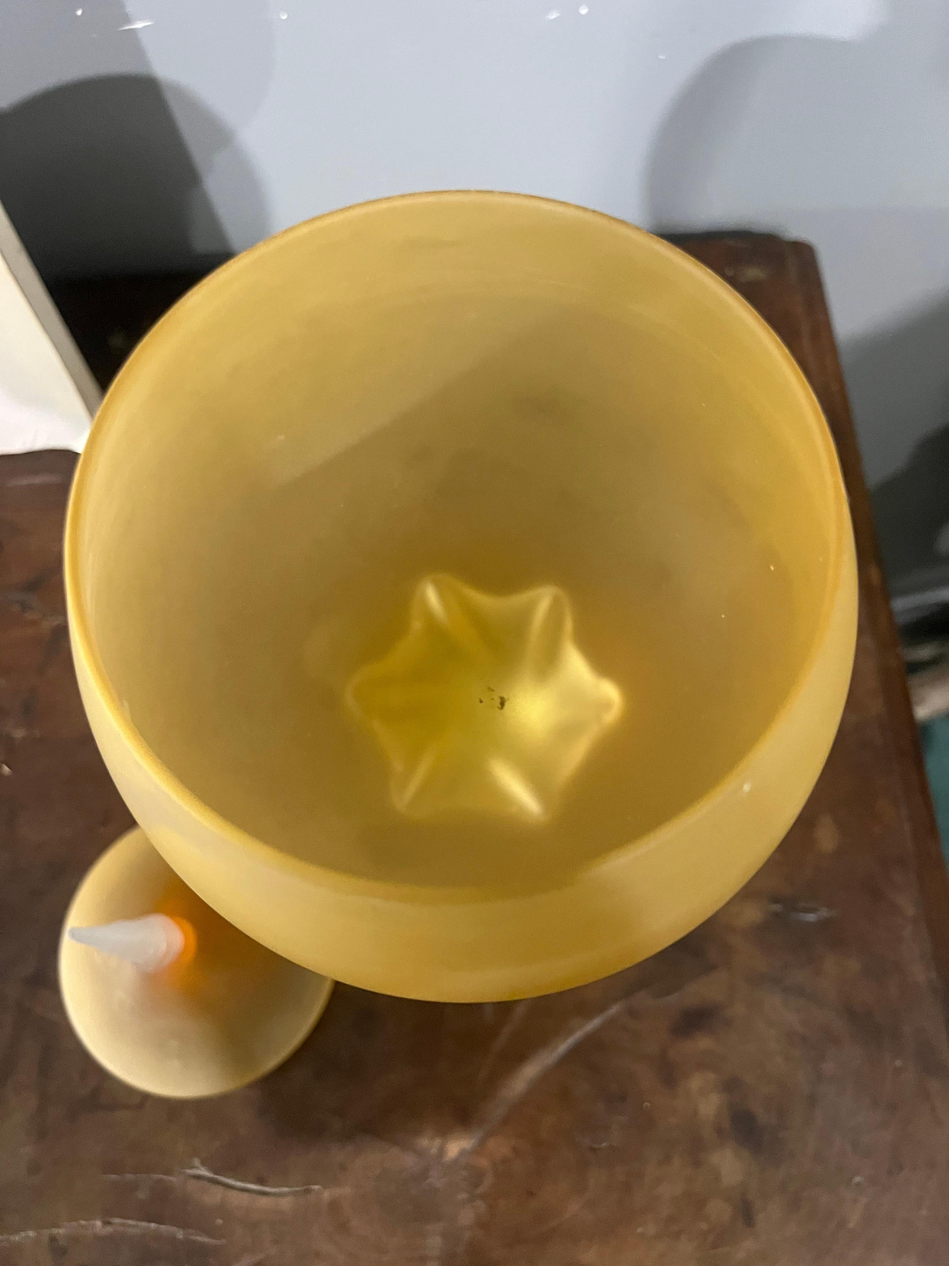 Mid 20th Century Empoli Italy Satin Glass Amber Covered Apothecary Jar For Sale 1