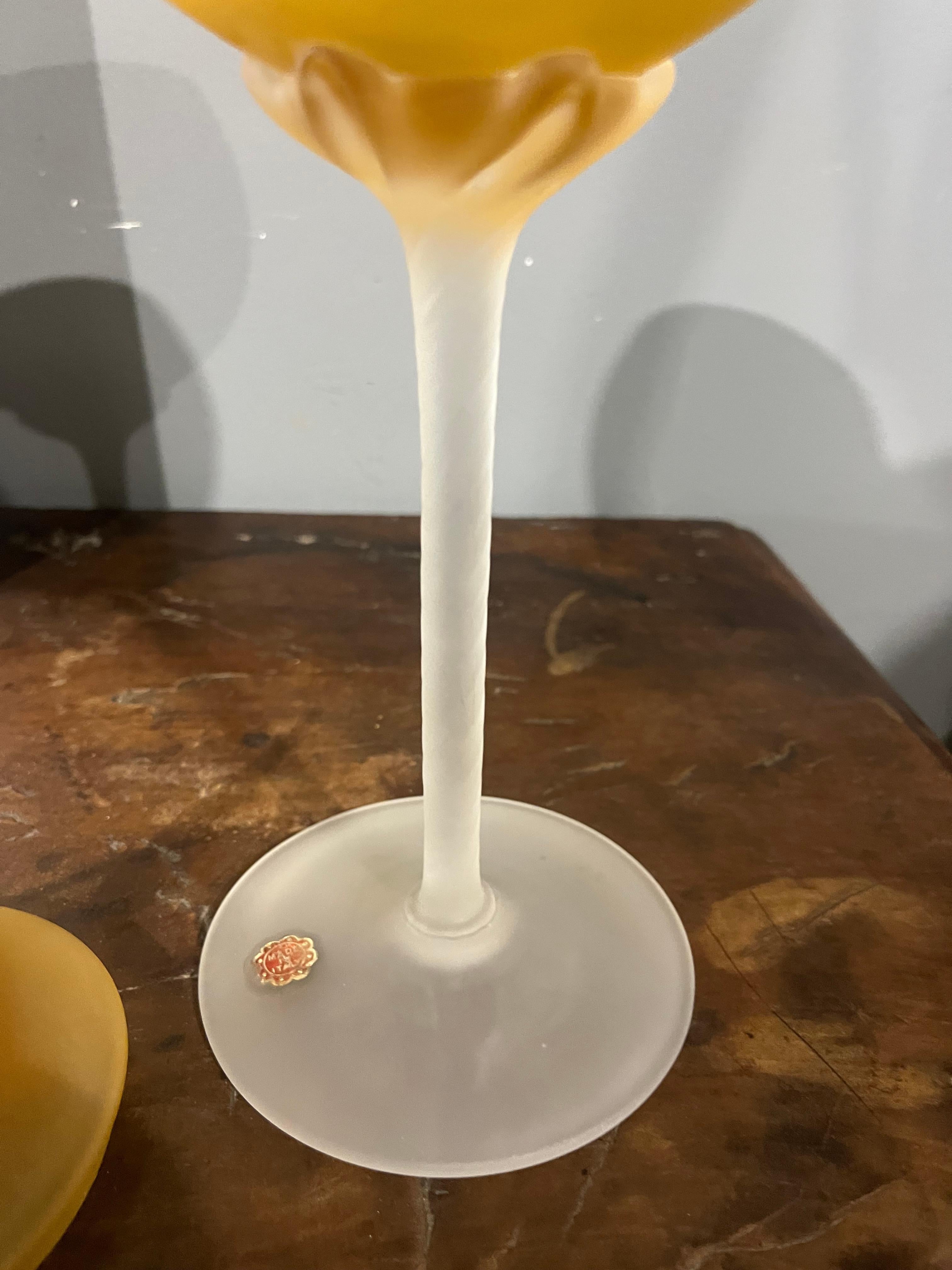 Mid 20th Century Empoli Italy Satin Glass Amber Covered Apothecary Jar For Sale 2