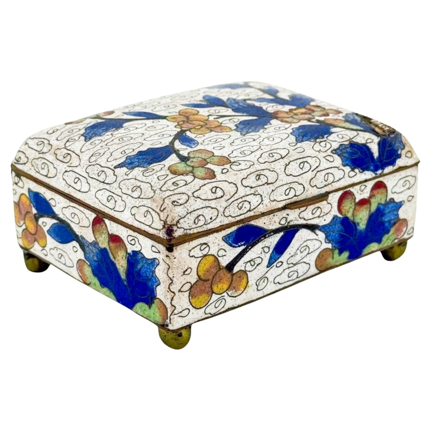 Mid-20th Century Enamel Floral Trinket Box For Sale