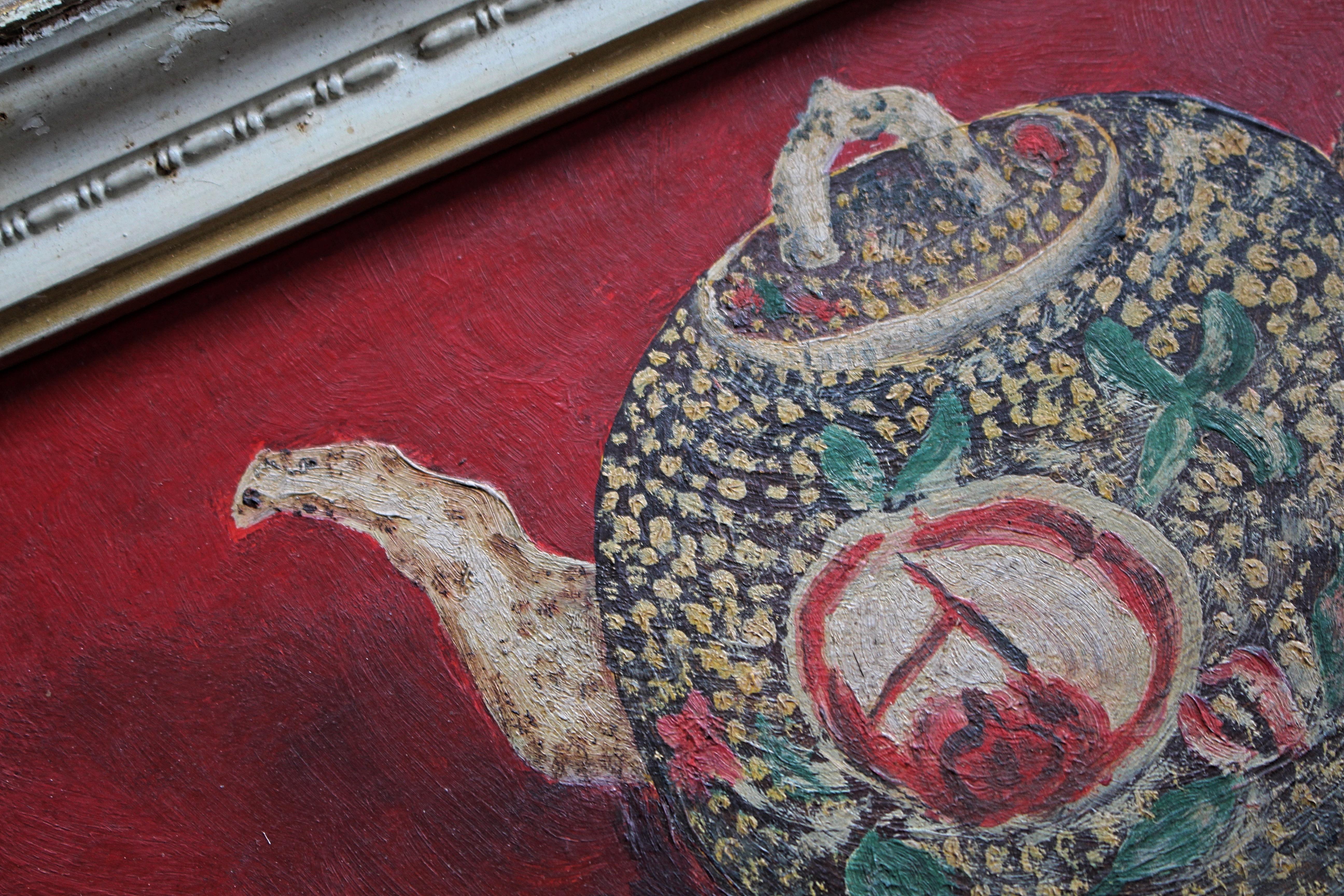 Mediados del siglo XX  1972 Inglés Óleo sobre tabla Siglo XVIII Teteras Arte popular en venta 3