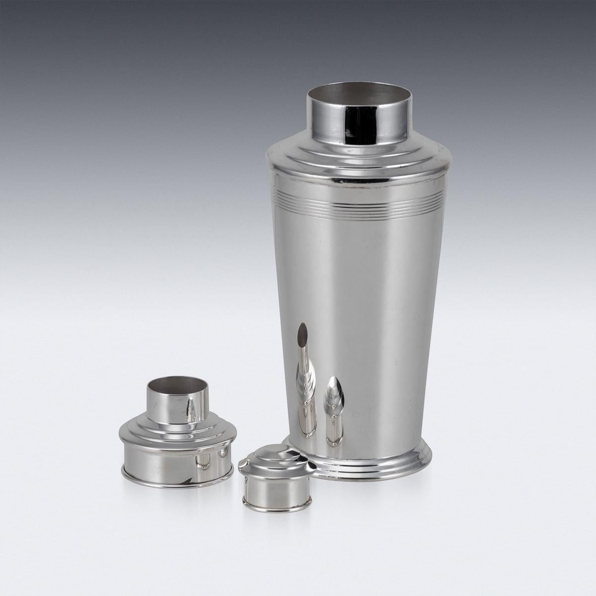Art Déco Shaker da cocktail in argento placcato Art Deco inglese della metà del XX secolo in vendita