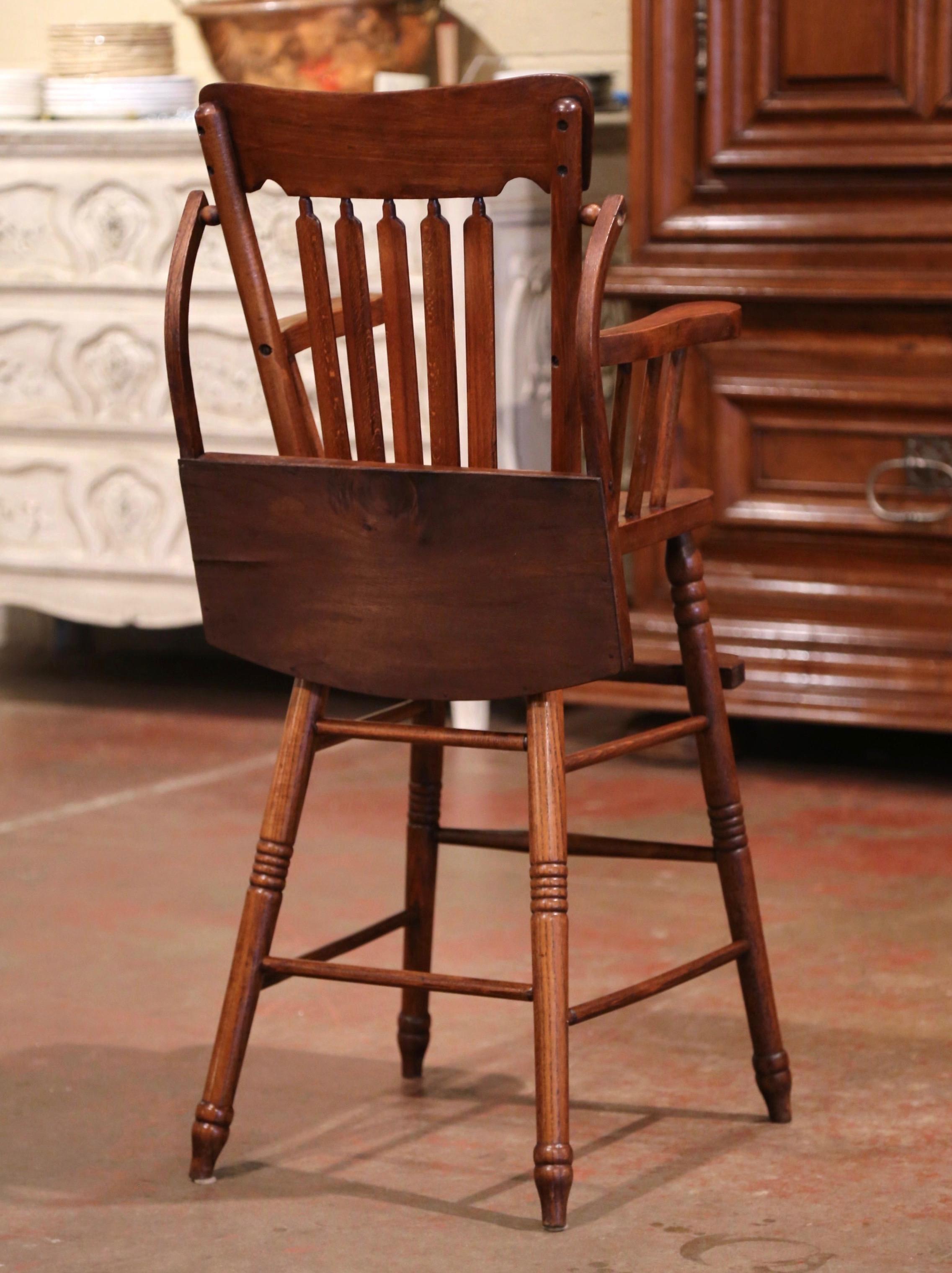 Mid-20th Century English Carved Oak Ladder Back Child High Chair 4