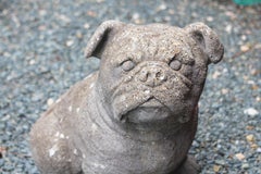 Mitte des 20. Jahrhunderts Englischer Steinguss Stierhund Gartenfigur