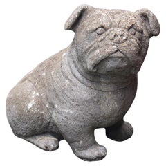 Mitte des 20. Jahrhunderts Englischer Steinguss Stierhund Gartenfigur