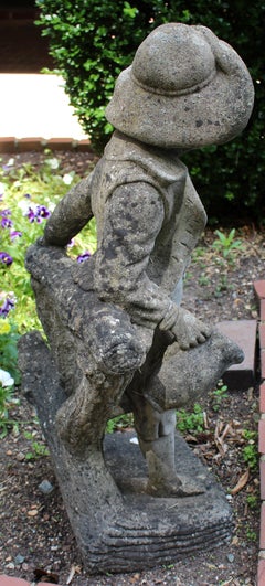 Mid-20th Century English Cast Stone Garden Fountain Statue