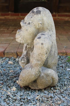 Mid-20th Century English Cast Stone Seated Gorilla Garden Ornament