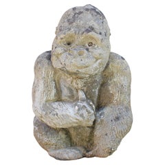 Mid-20th Century English Cast Stone Seated Gorilla Garden Ornament