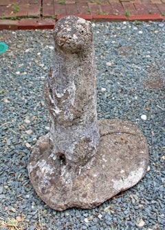 Mid-20th Century English Cast Stone Standing Otter Garden Ornament