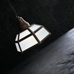 Mid 20th Century English Copper and Milk Glass British Rail Network Light