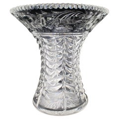 Mid-20th Century English Cut Crystal Splayed Vase