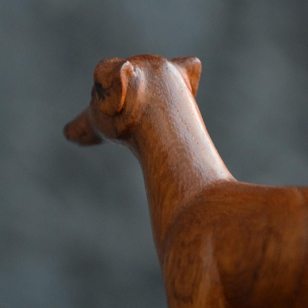 Mid-20th Century English Folk Art Carved Whippet Dog Figure 6