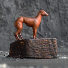 Mid-20th Century English Folk Art Carved Whippet Dog Figure