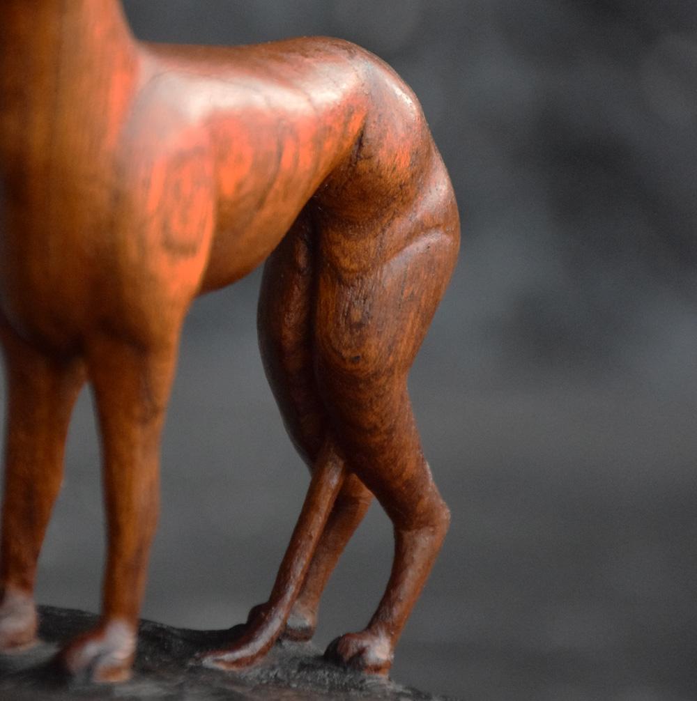 Maple Mid-20th Century English Folk Art Carved Whippet Dog Figure