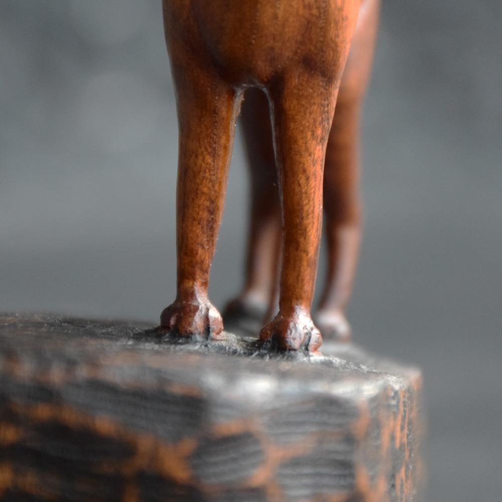 Mid-20th Century English Folk Art Carved Whippet Dog Figure 2