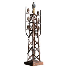 Mid-20th Century English Folk-art Copper Electric Mast Model Lamp