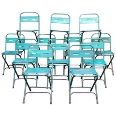 Mid-20th Century English Green Metal Folding Chairs, 1950