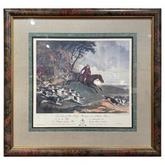 Mid-20th Century English Hand-Colored Fox Hunting Print After R.B. Davis