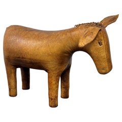 Tabouret de cheval Dimitri Omersa en cuir anglais du milieu du 20e siècle