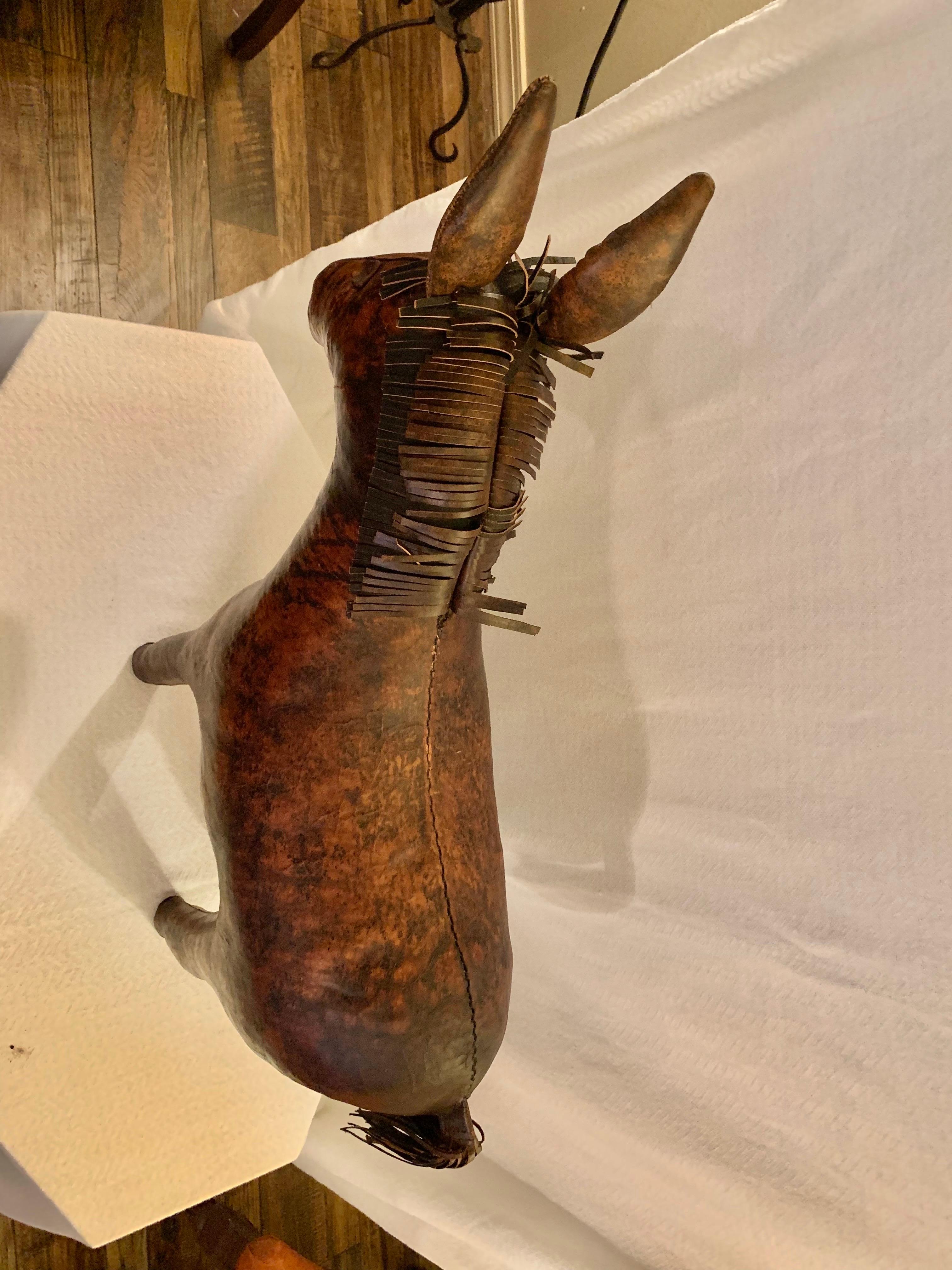Mid 20th Century English Leather Dimitri Omersa Donkey Footstool 7