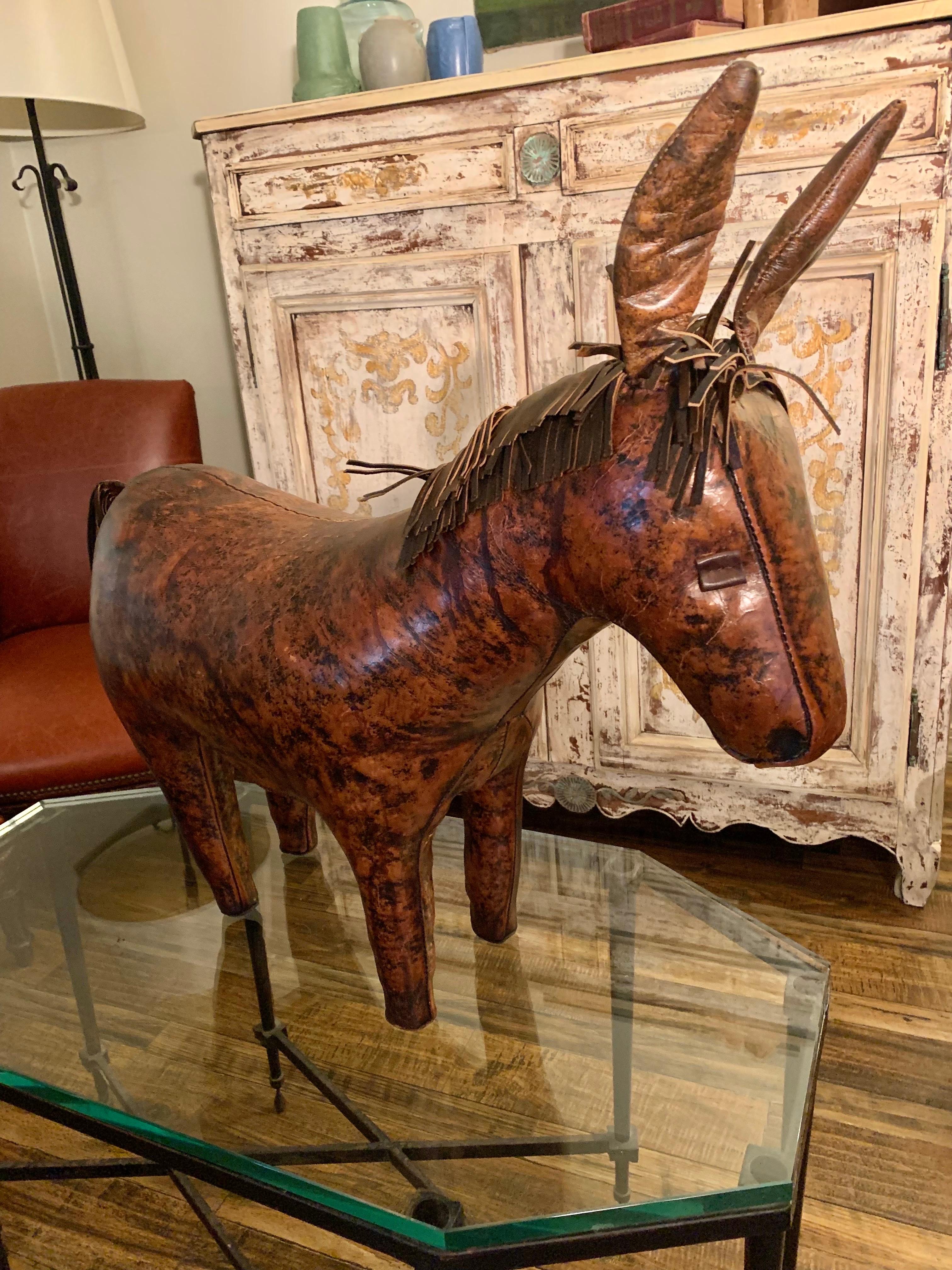 Mid 20th Century English Leather Dimitri Omersa Donkey Footstool 8