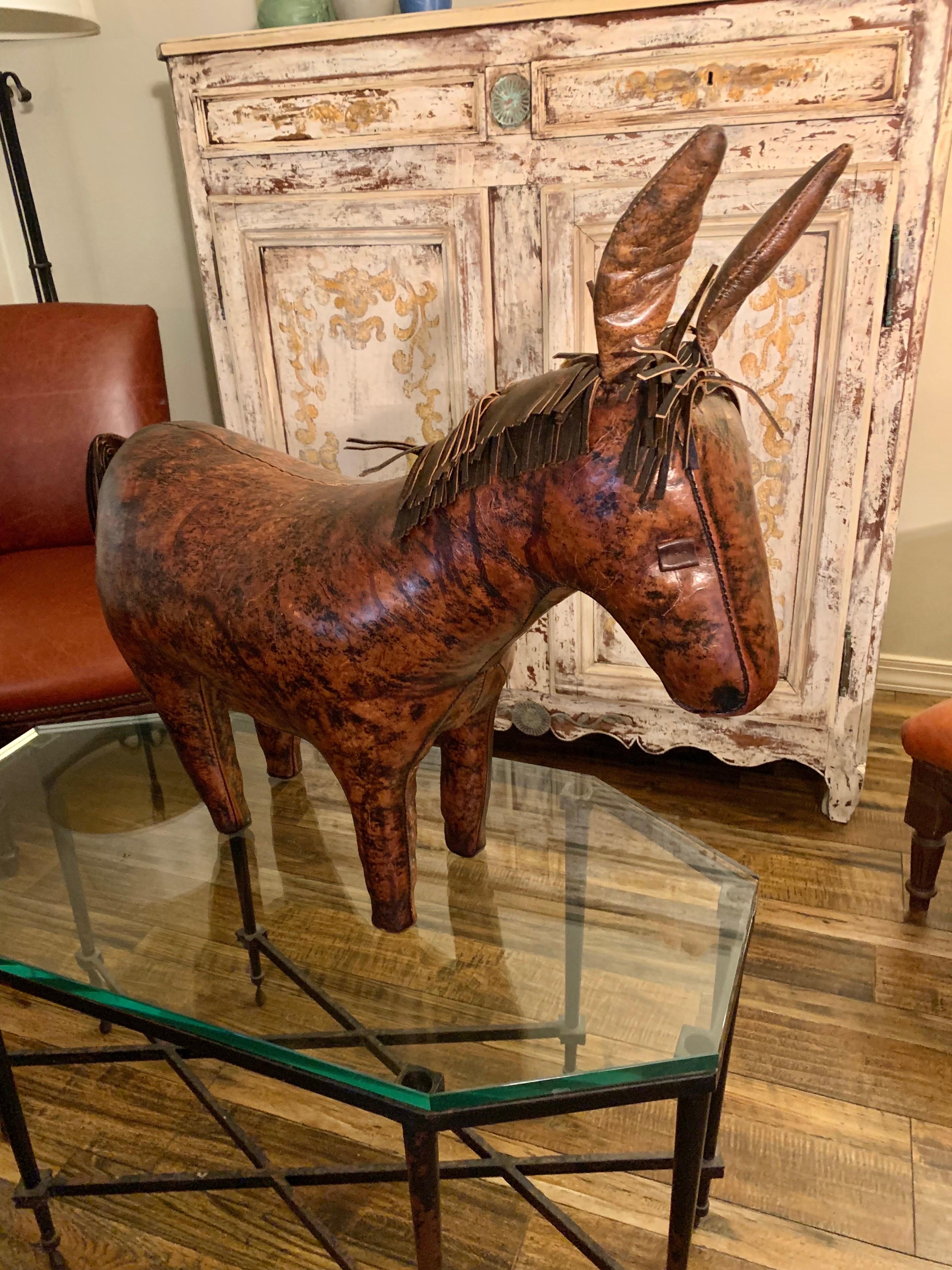 Mid 20th Century English Leather Dimitri Omersa Donkey Footstool 9