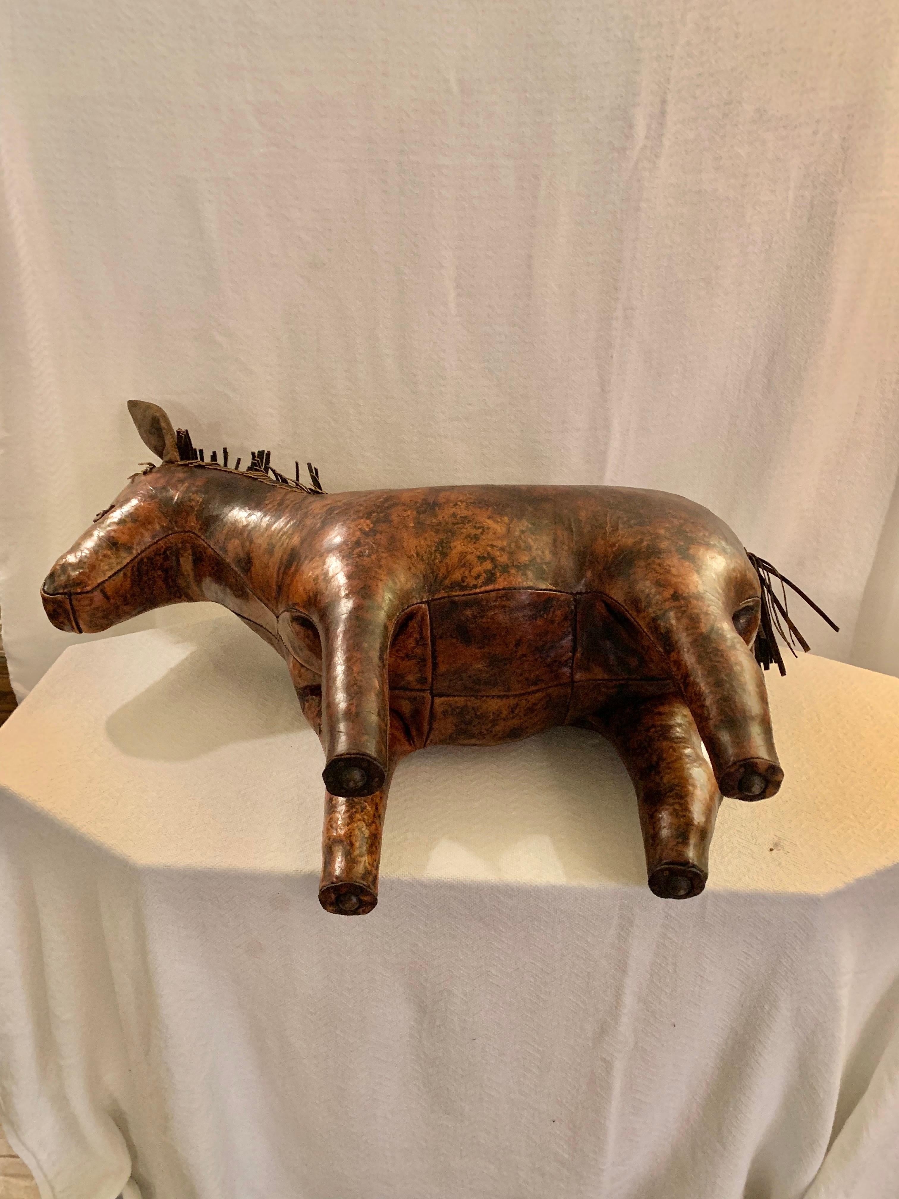 Mid 20th Century English Leather Dimitri Omersa Donkey Footstool 11