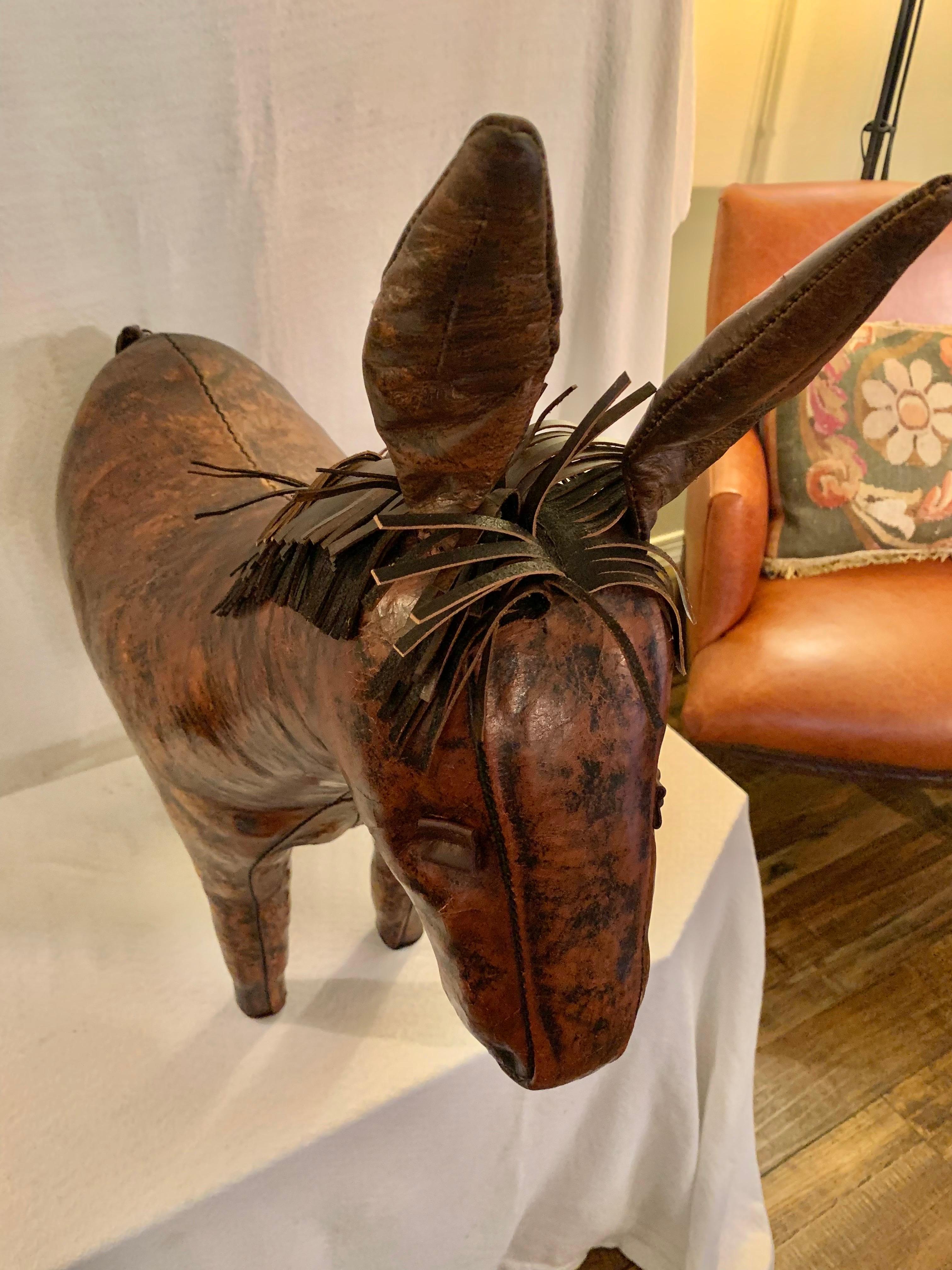 Mid 20th Century English Leather Dimitri Omersa Donkey Footstool 1