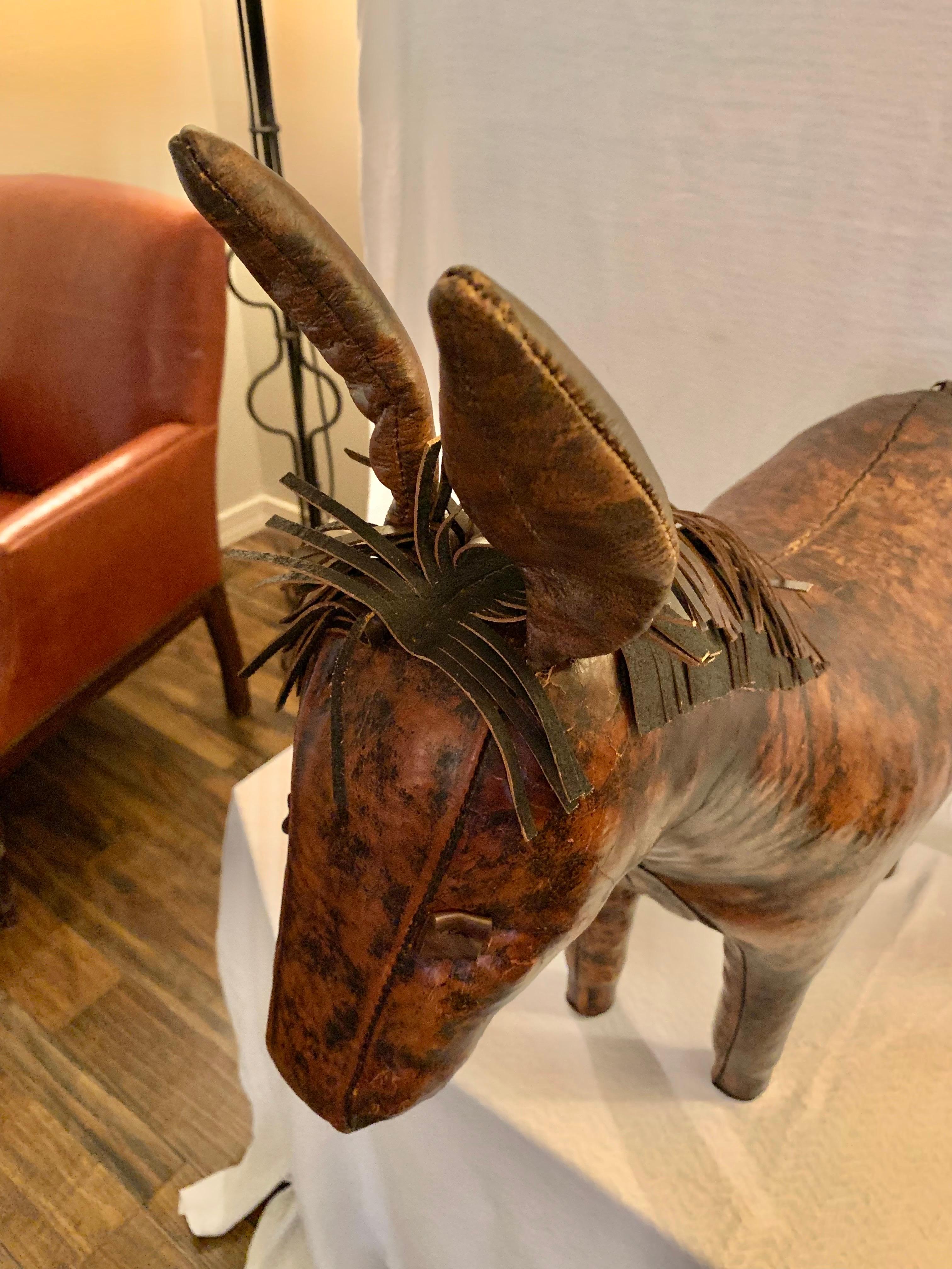 Mid 20th Century English Leather Dimitri Omersa Donkey Footstool 2