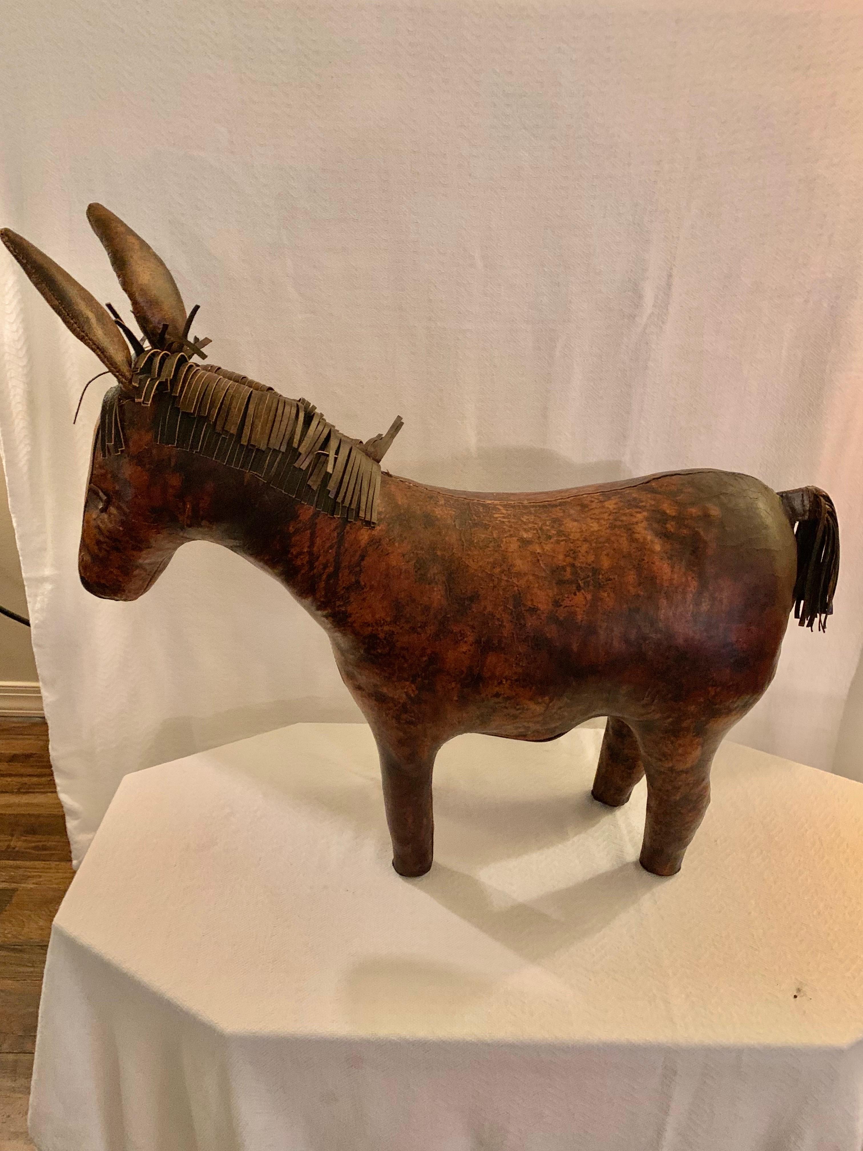 Mid 20th Century English Leather Dimitri Omersa Donkey Footstool 3