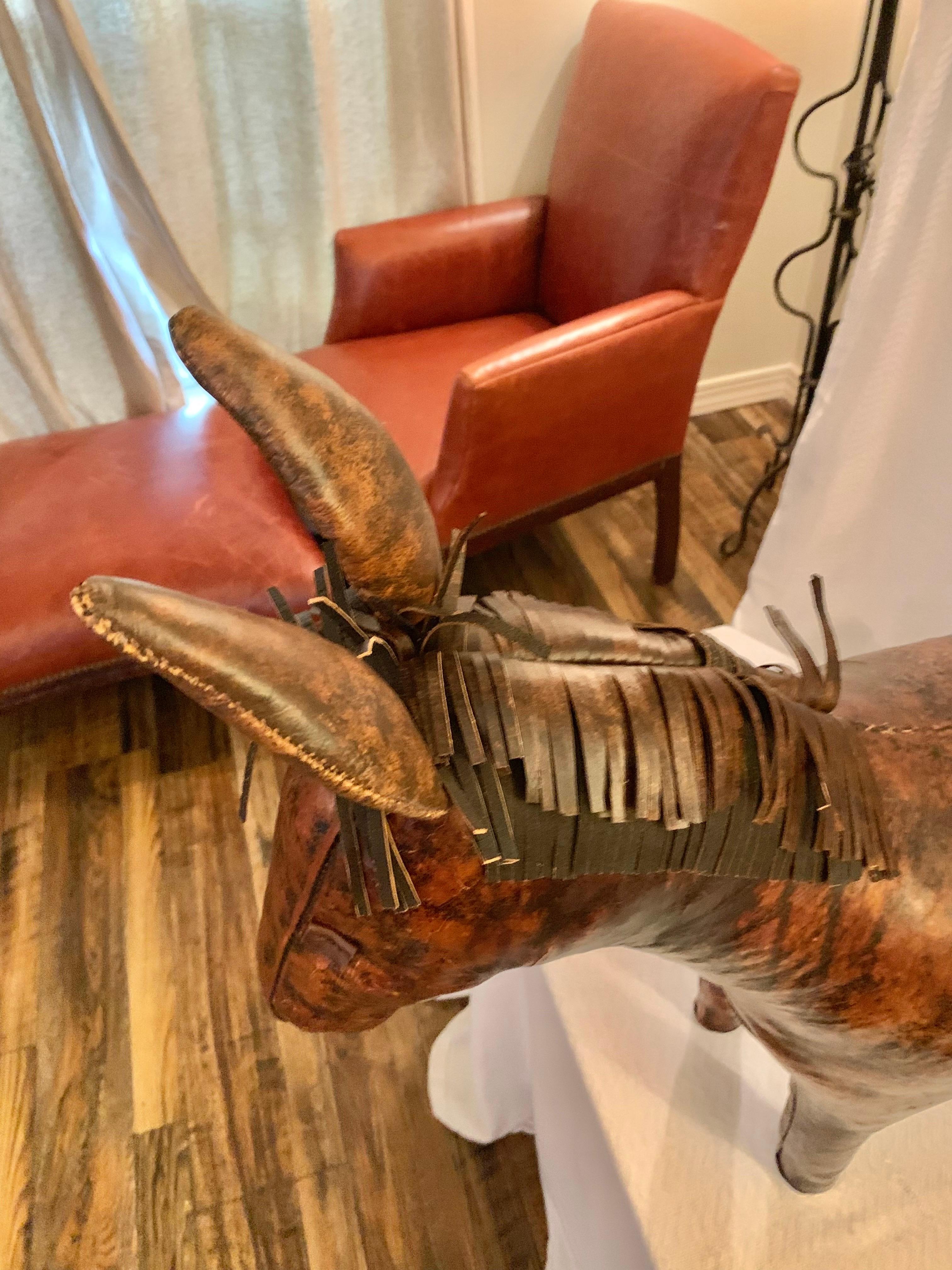 Mid 20th Century English Leather Dimitri Omersa Donkey Footstool 4