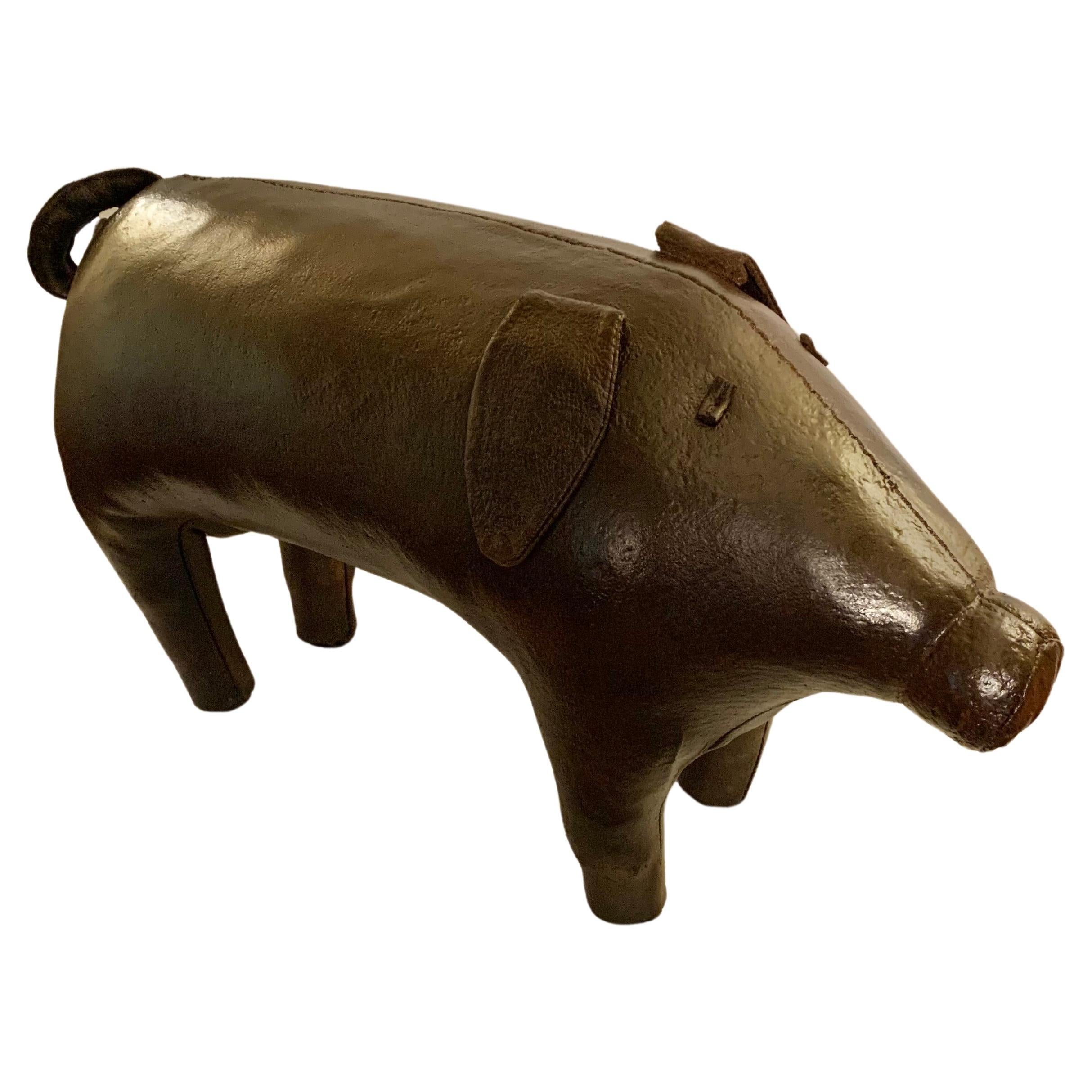 Mid 20th Century English Leather Dimitri Omersa Pig Footstool