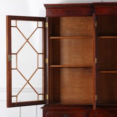 Mid-20th Century English Mahogany Breakfront Bookcase