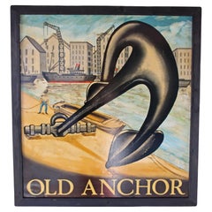 Retro Mid-20th Century English "Old Anchor" Pub Sign