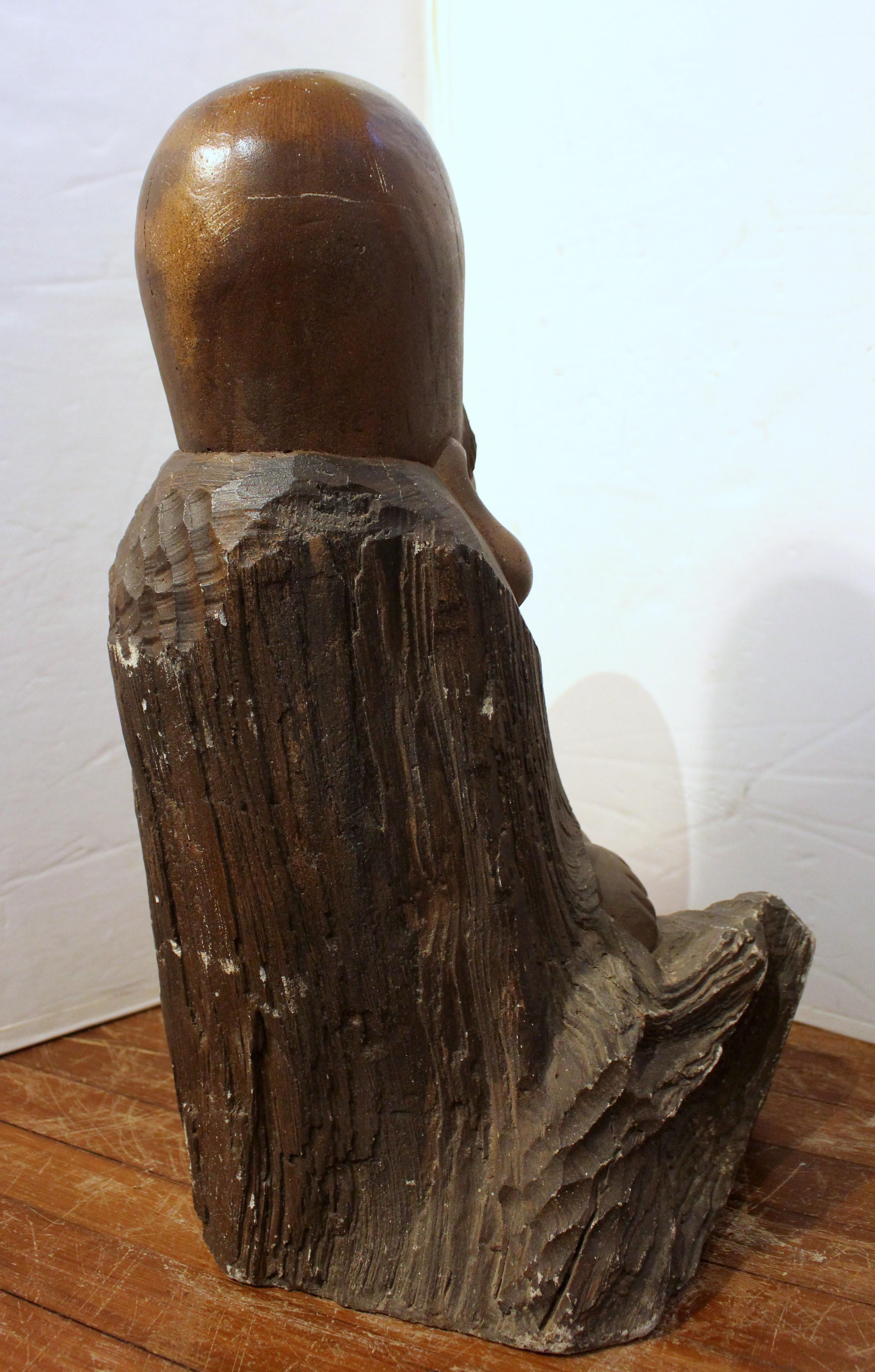 Effet bronze Figure en pierre moulée anglaise ou chinoise d'exportation du milieu du 20e siècle en vente