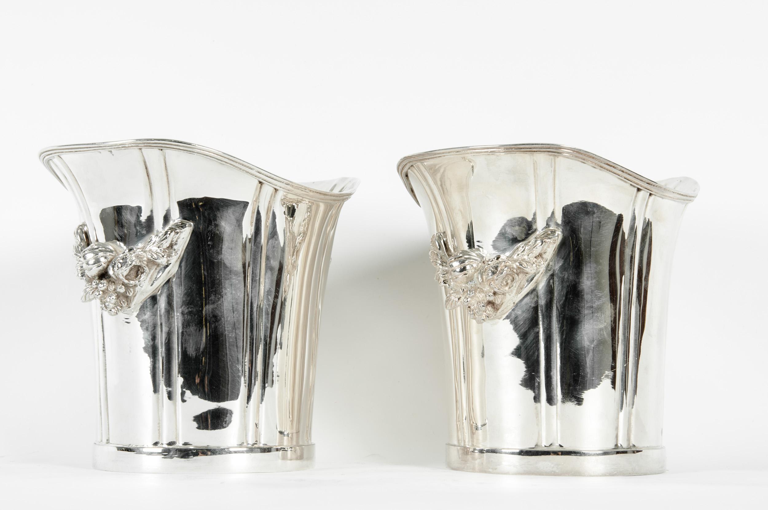 Mid-20th Century English Pair Silver Plated Ice Bucket or Wine Cooler 6