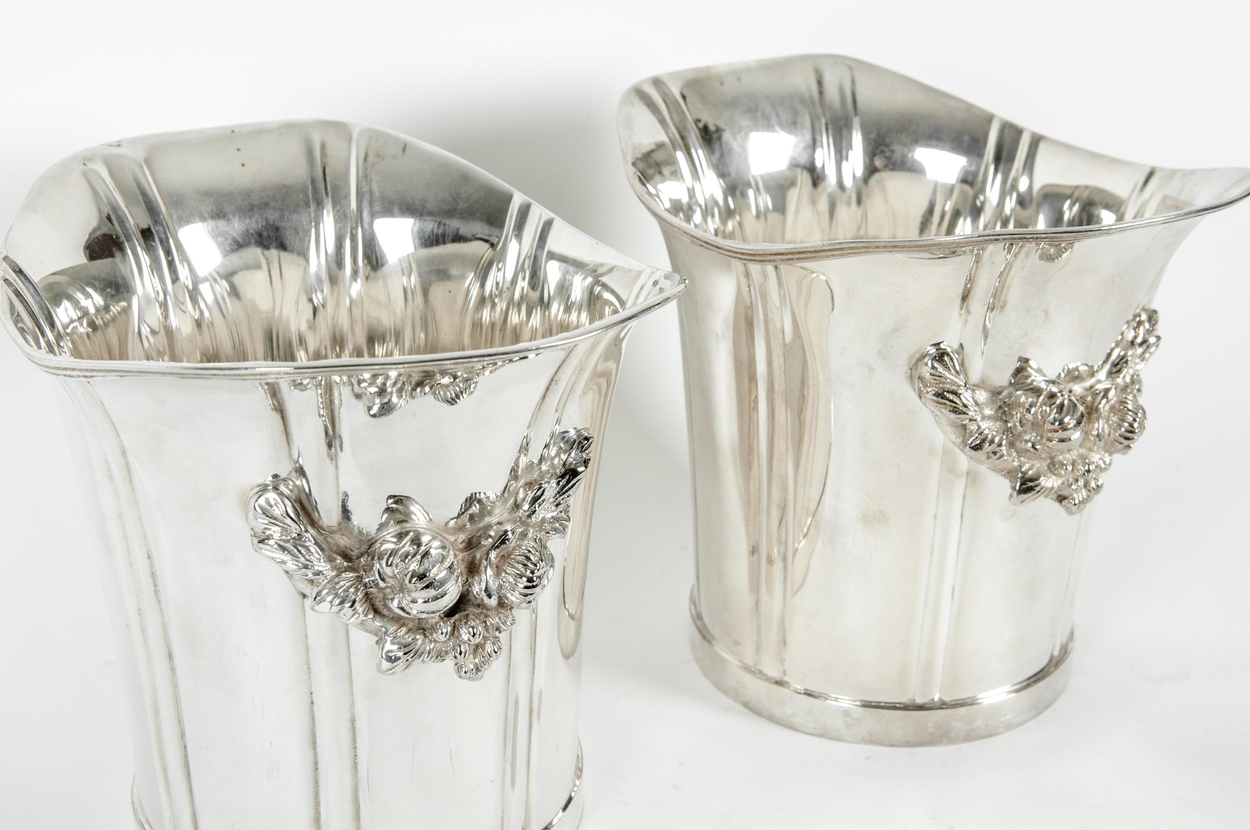 Mid-20th Century English Pair Silver Plated Ice Bucket or Wine Cooler 1