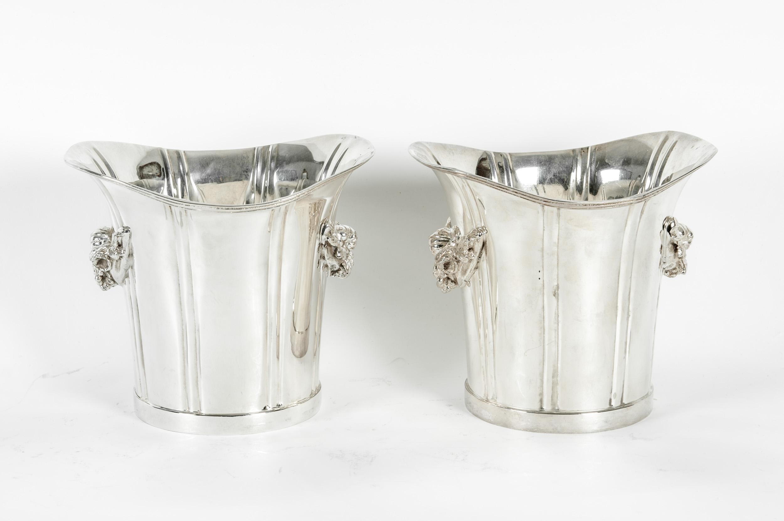Mid-20th Century English Pair Silver Plated Ice Bucket or Wine Cooler 5