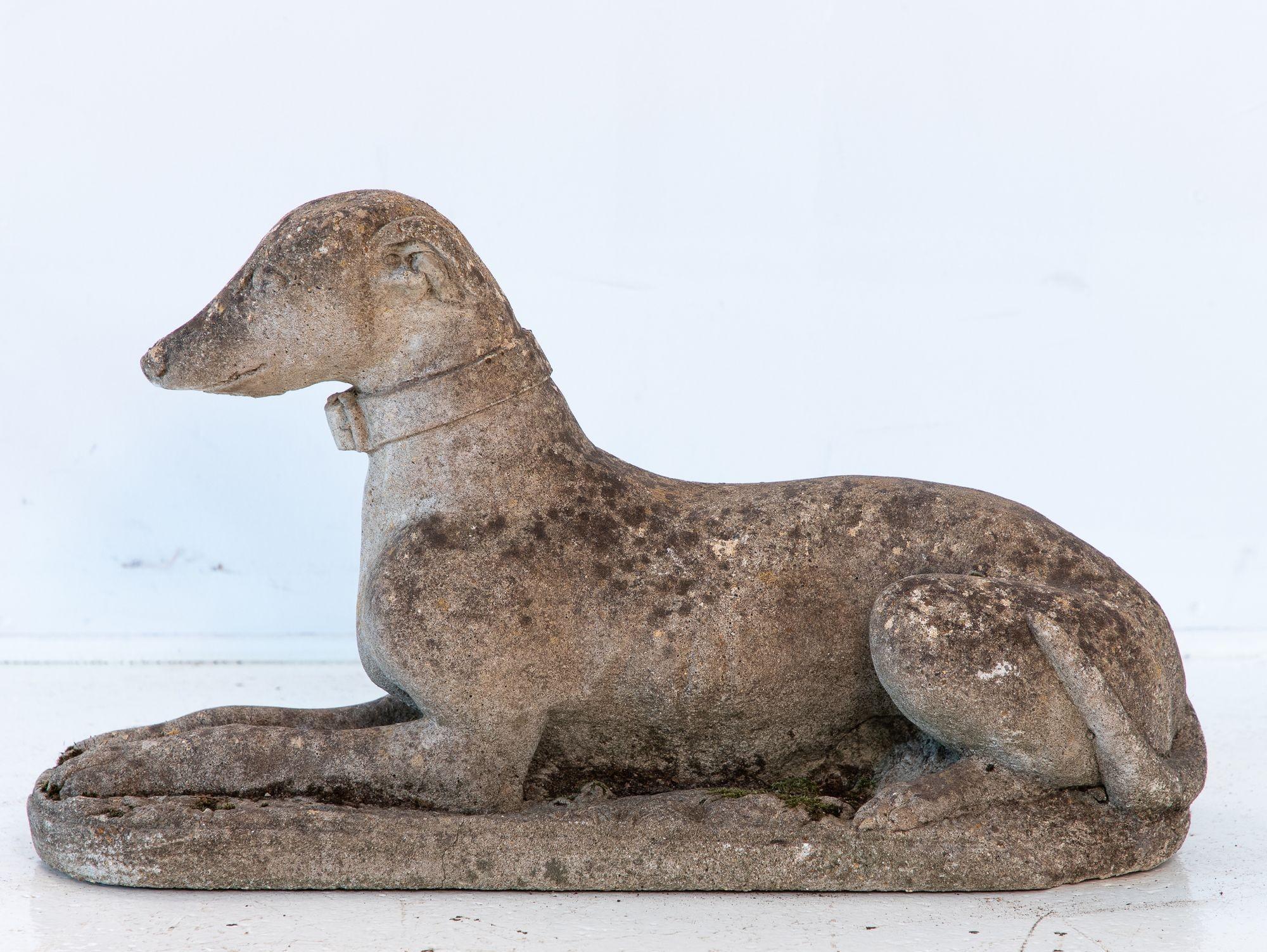 Béton Mid 20th Century English Reconstituted Stone Whippet or Greyhound Dog en vente