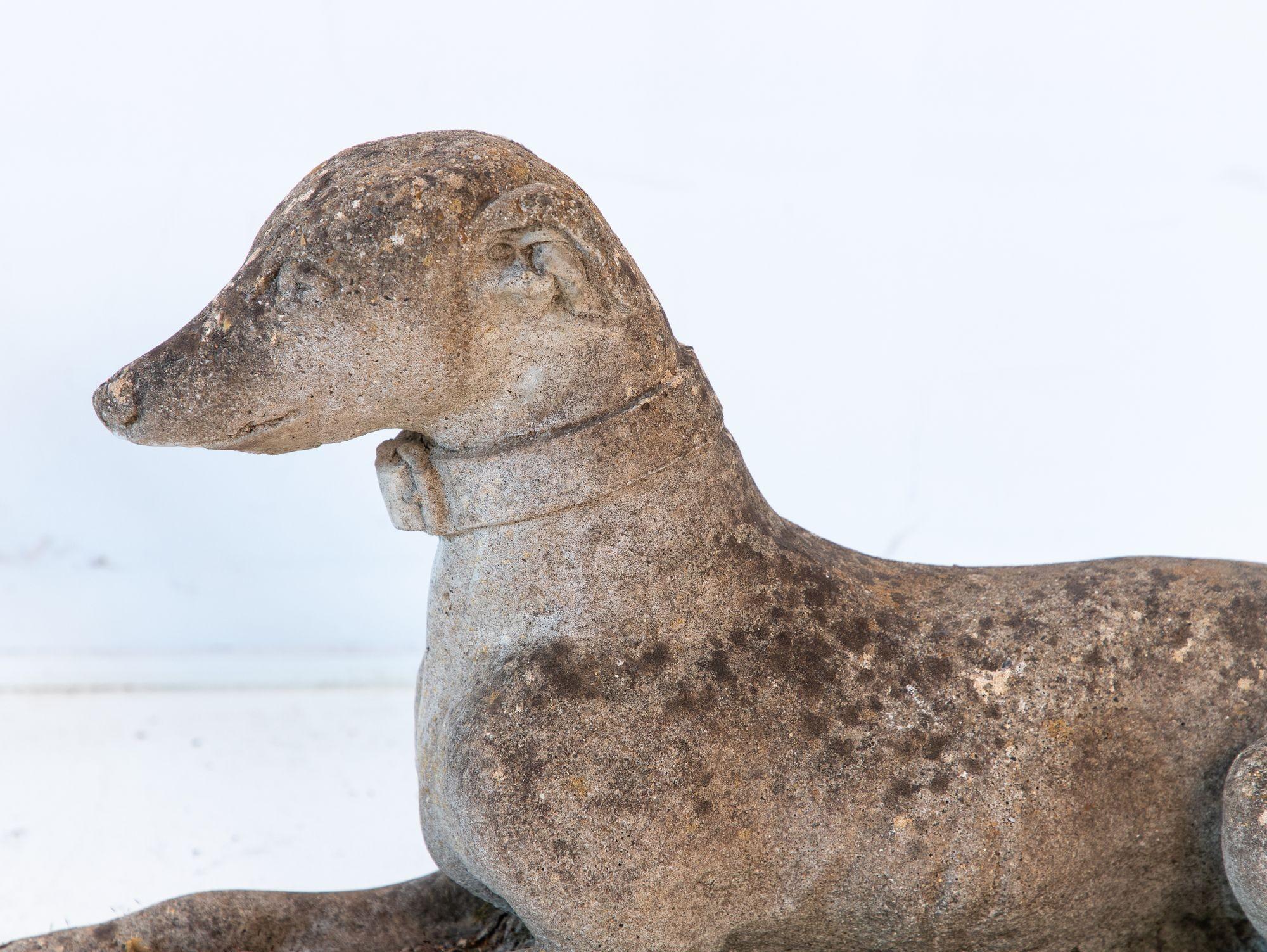 Mid 20th Century English Reconstituted Stone Whippet or Greyhound Dog en vente 1