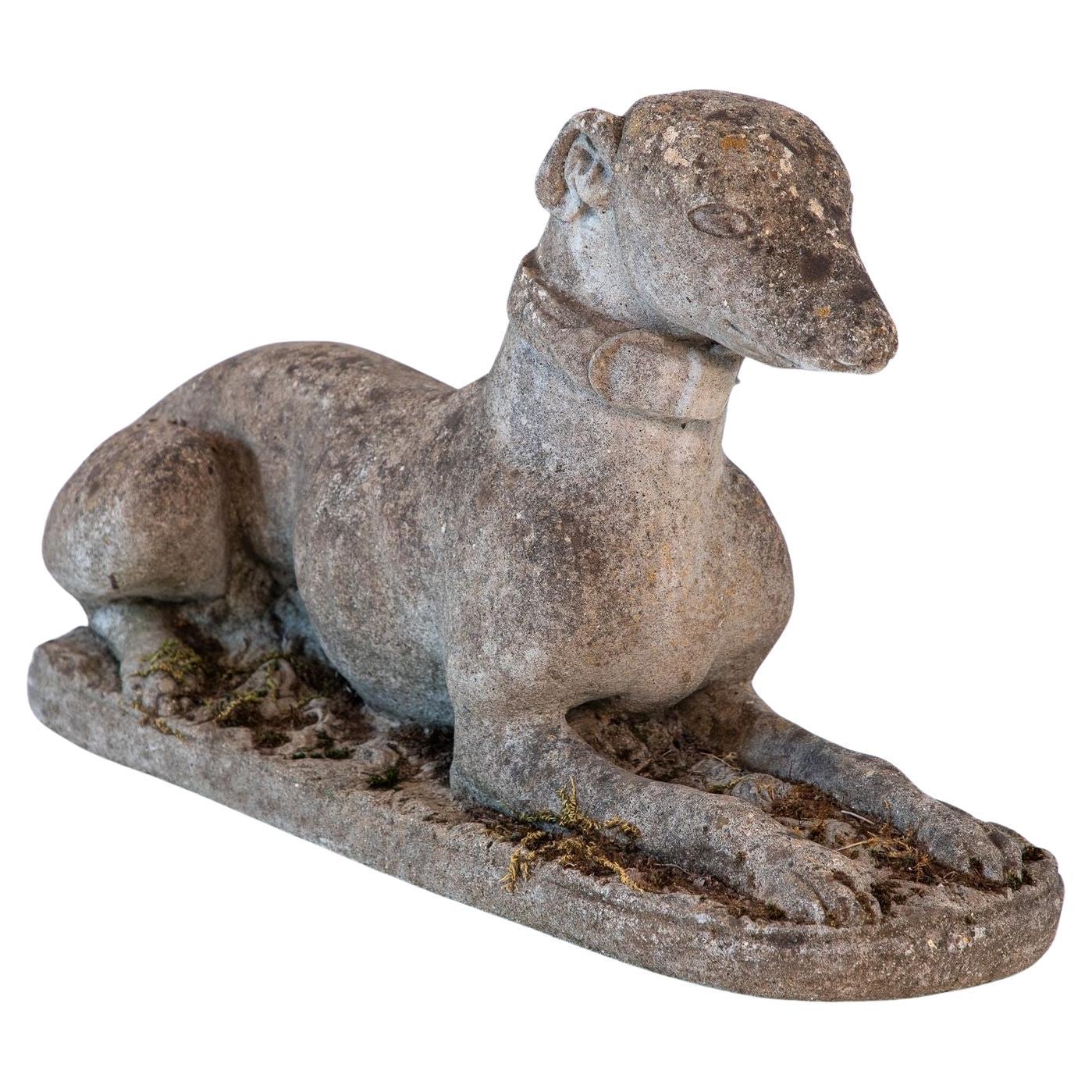Mid 20th Century English Reconstituted Stone Whippet or Greyhound Dog