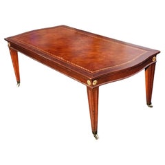 Mid 20th Century English Regency Mahogany and Stenciled Leather Top Coffee Table