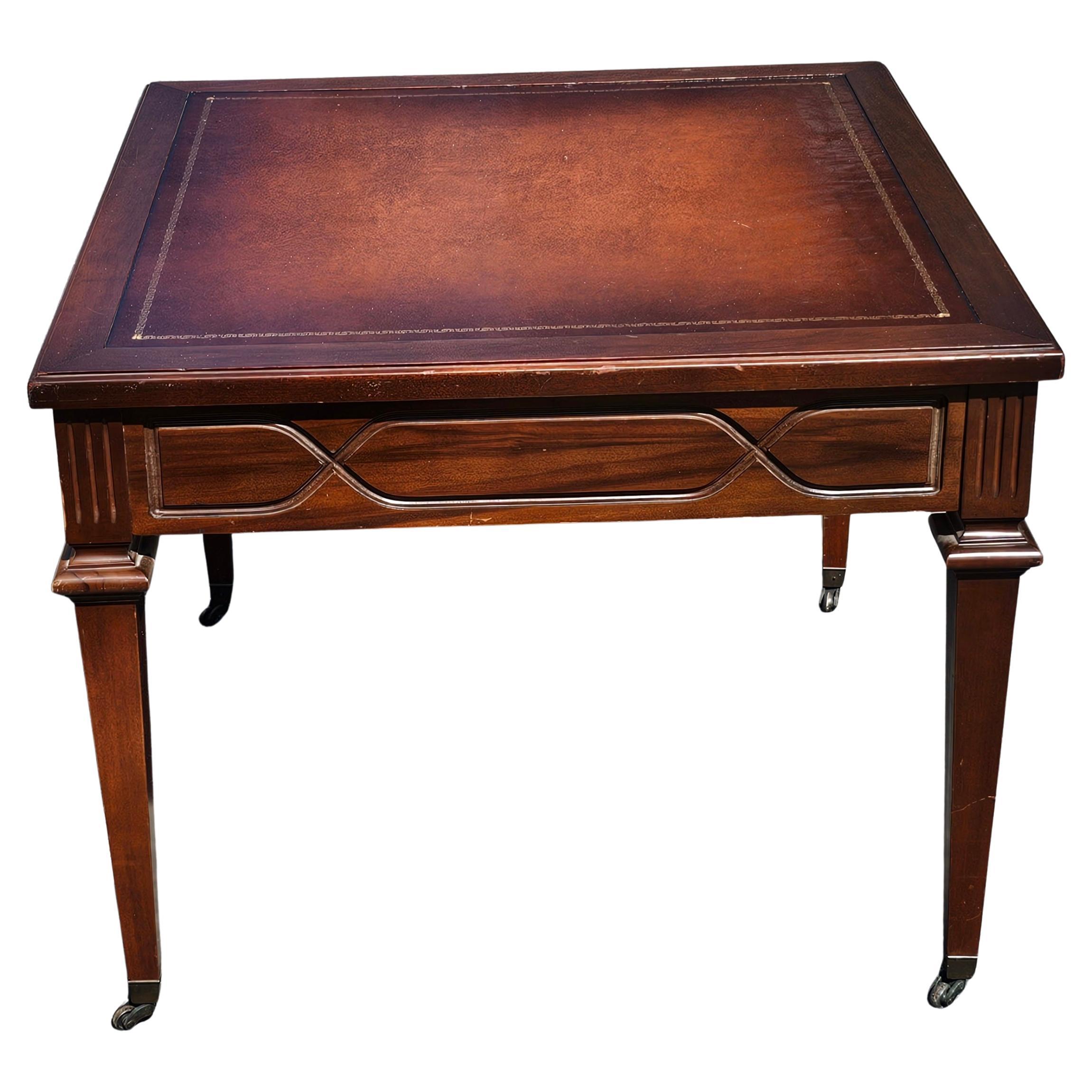 Mid-20th Century English Regency Mahogany and Tooled Leather Side Table