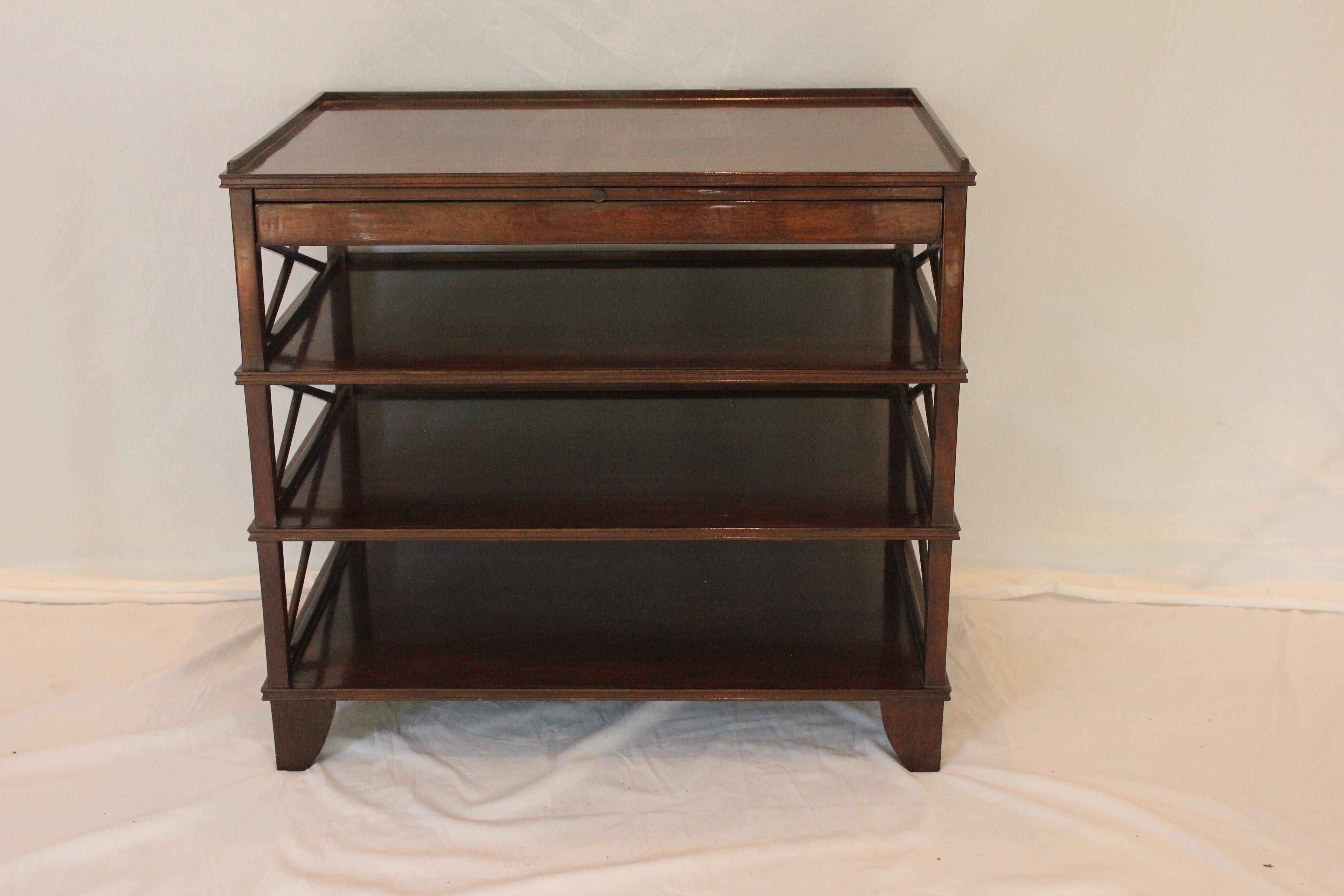 Mid 20th Century English Regency Mahogany Side or Bedside Table With Drawer For Sale 1