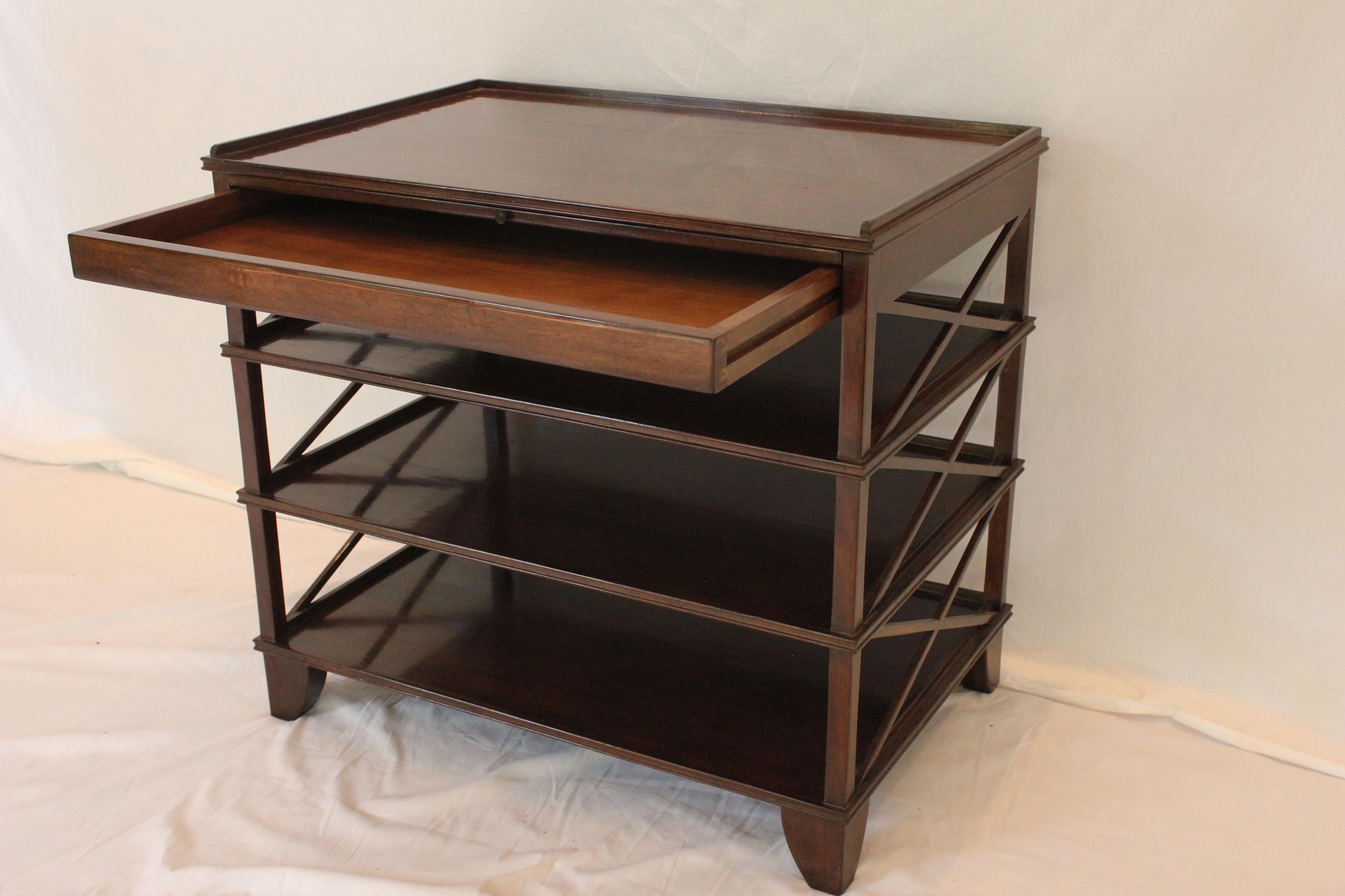 Mid 20th Century English Regency Mahogany Side or Bedside Table With Drawer For Sale 3
