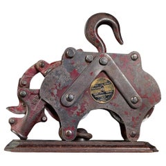 Mid-20th Century English Rope lock Hoist Rhino Sculpture
