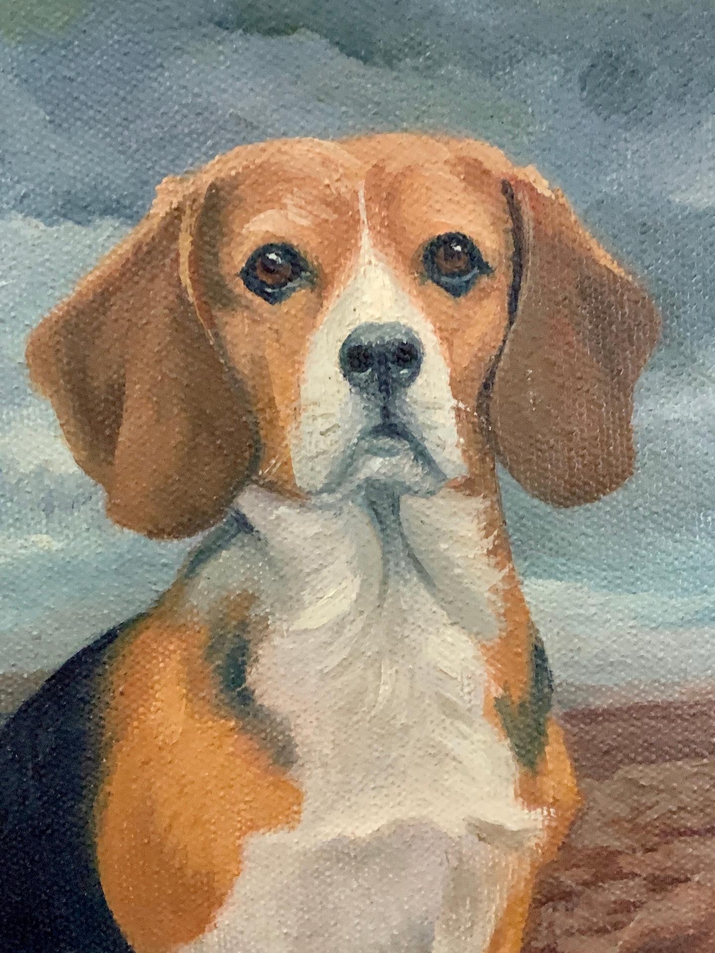 Ritratto di un cucciolo di Beagle della English School del XX secolo - Painting Contemporaneo di Mid 20th Century English School