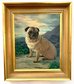 Vintage 20th Century English School portrait of a Pug Puppy